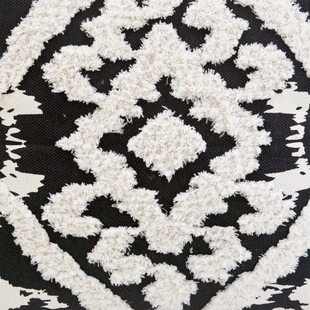 17" Black and White Throw Pillow with Tassels