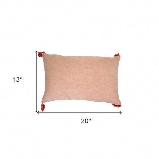 13" X 20" Coral Throw Pillow with Tassels