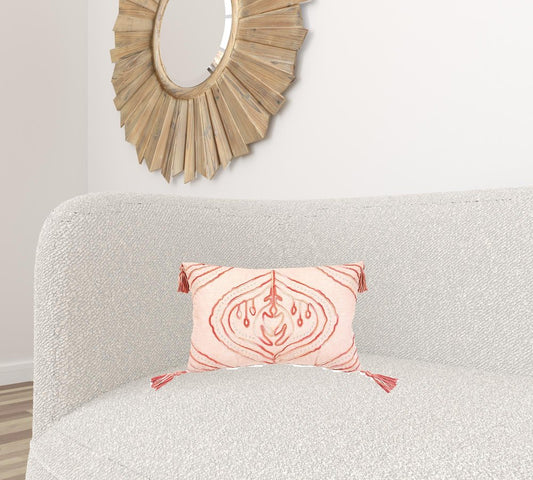 13" X 20" Coral Throw Pillow with Tassels