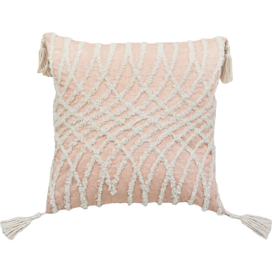 17" Beige Throw Pillow with Tassels