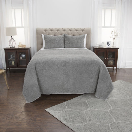 Gray Damask Queen Quilt