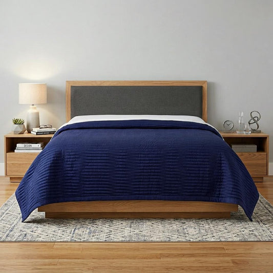 Indigo Geometric Queen Quilt