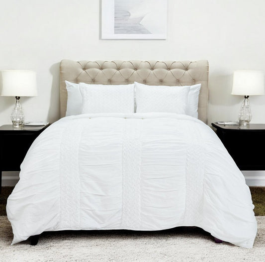 White Geometric King Quilt