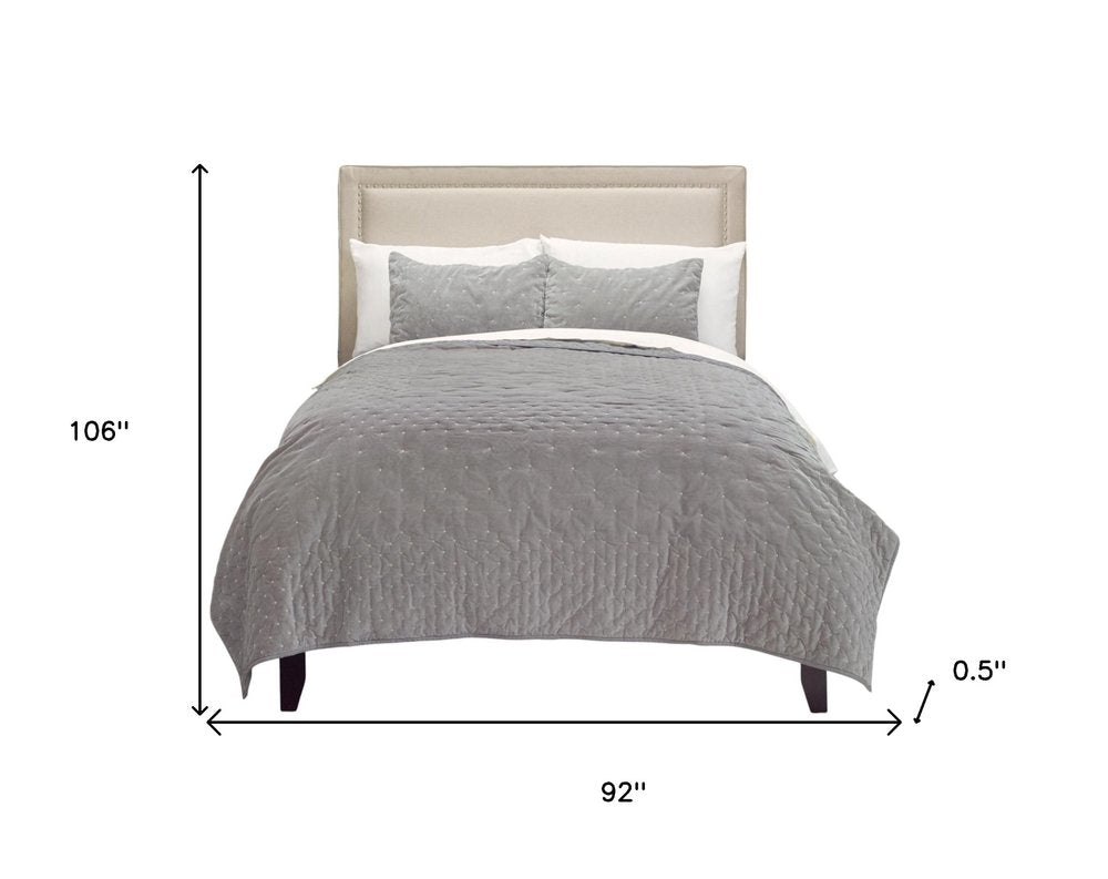 Gray Polka Dots King Quilt