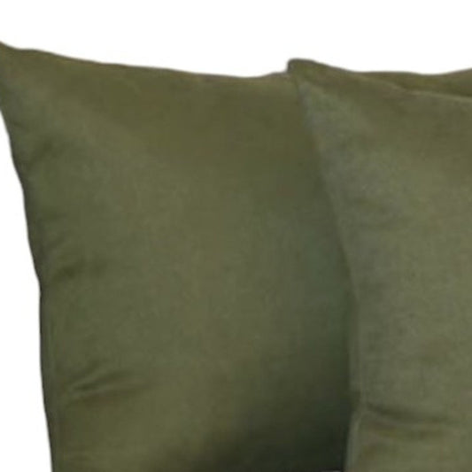 Set of Two 12" X 20" Fern Green Fabric Lumbar Throw Pillow Covers