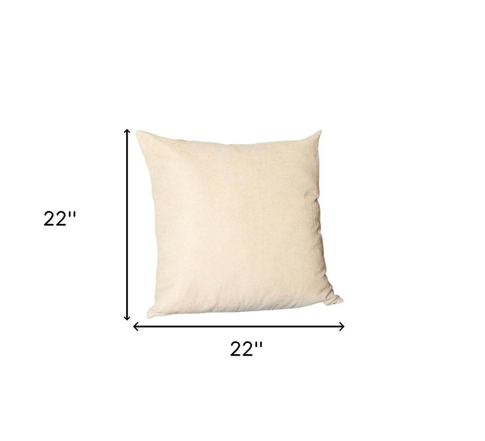 Set Of Two 22" X 22" Beige Polyester Zippered Pillow Cover