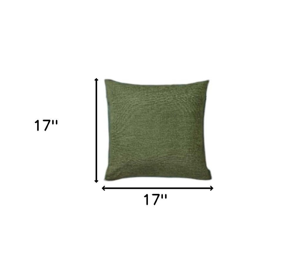 Set Of Four 17" X 17" Fern Green Polyester Zippered Pillow Cover