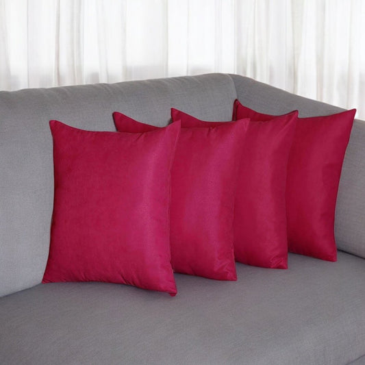 Set Of Four 18" X 18" Pink Polyester Zippered Pillow Cover