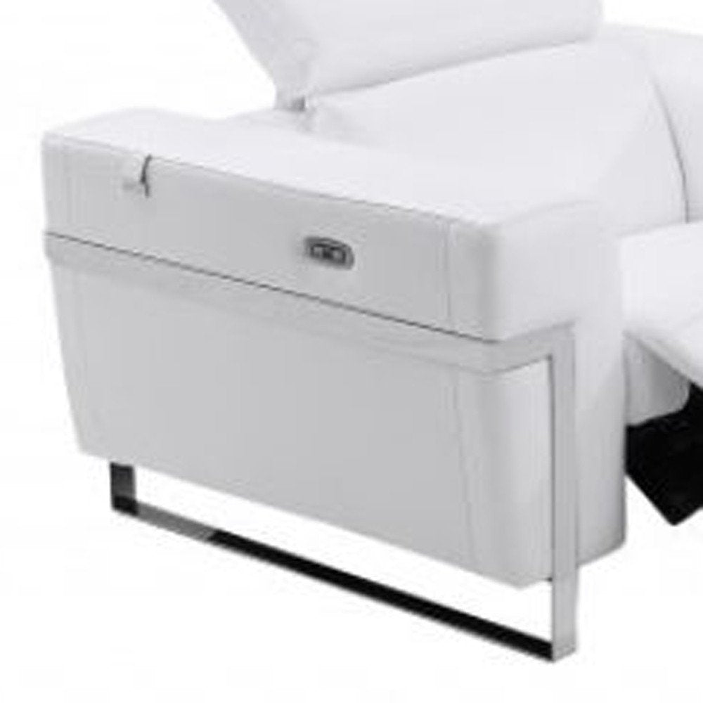 Three Piece White Italian Leather Six Person Seating Set