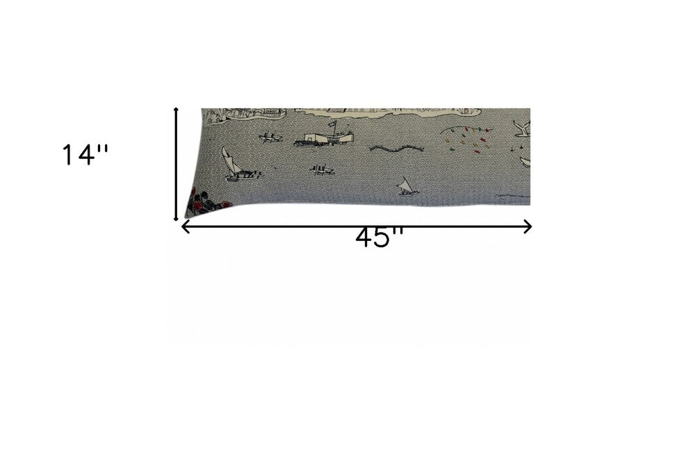 14" X 45" Cream Hometown Pride Wool Lumbar Throw Pillow