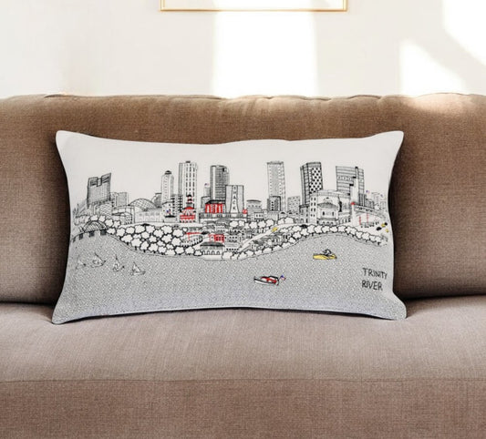 14" X 24" Cream Hometown Pride Wool Lumbar Throw Pillow