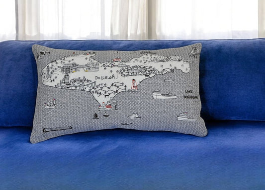 14" X 24" Cream Hometown Pride Wool Lumbar Throw Pillow