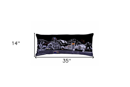Dark Gray And White Jackson Nighttime Skyline Lumbar Decorative Pillow
