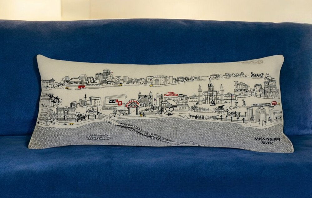 14" X 35" Cream Hometown Pride Wool Lumbar Throw Pillow