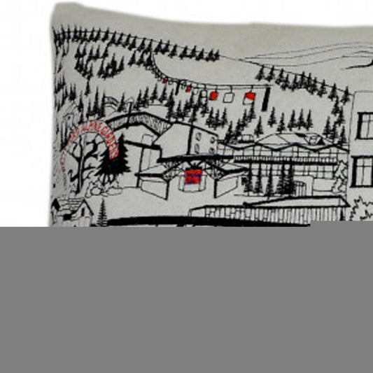 14" X 35" Cream Vail Daylight Skyline Lumbar Decorative Pillow