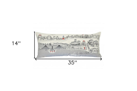 14" X 35" Cream Wichita Daylight Skyline Lumbar Decorative Pillow