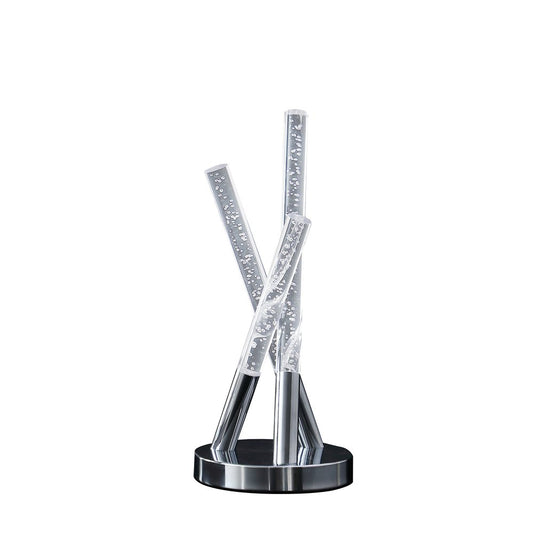 15" Silver Acrylic and Metal Three Rod Abstract Table Lamp