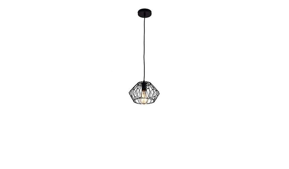 Black Metal Cage Modern Industrial Single Bulb Hanging Pendent Light