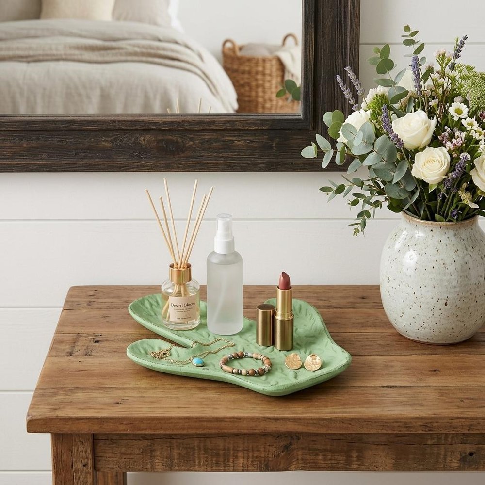 6" Green Cactus Cast Iron Vanity Tray