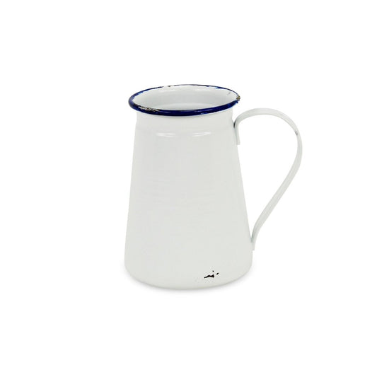 6" White and Blue Metal Jug Vase