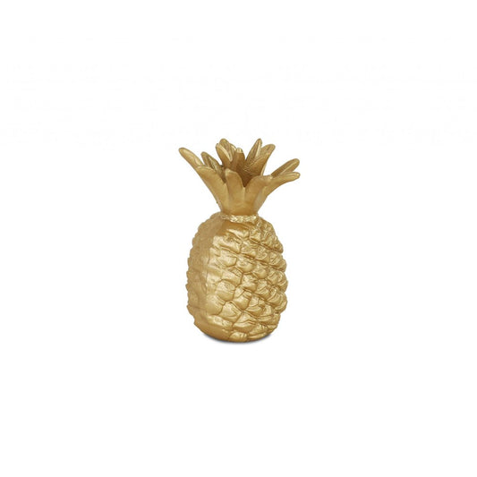 8" Gold Cast Iron Pineapple Hand Painted Sculpture