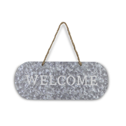 5" X 11" Gray Handcrafted Welcome Galvanized Metal Wall Decor