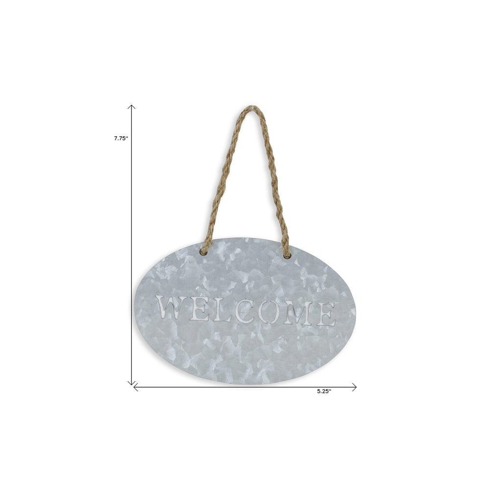 5" X 8" Gray Handcrafted Welcome Galvanized Metal Wall Decor