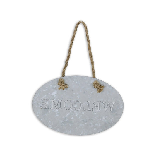 5" X 8" Gray Handcrafted Welcome Galvanized Metal Wall Decor