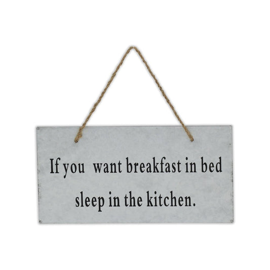 6" X 12" Gray Handcrafted Breakfast In Bed Galvanized Metal Wall Decor