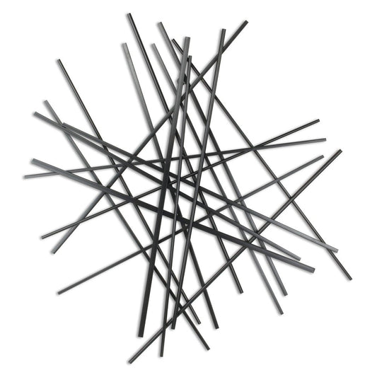 35" X 34" Black Metal Abstract Hanging Dimensional Sculpture