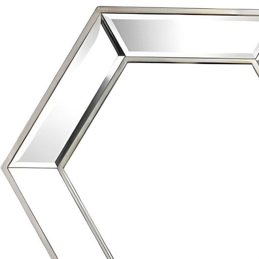 18" Silver Hexagon Glass Framed Accent Mirror