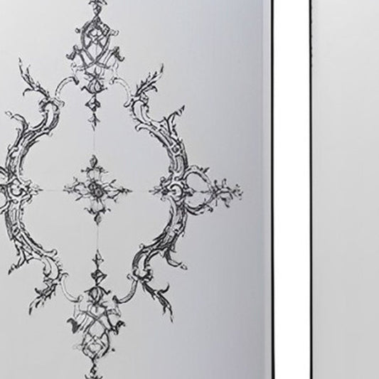 Set of Six Decorative Antiqued Glass Black Metal Framed Mirror Set