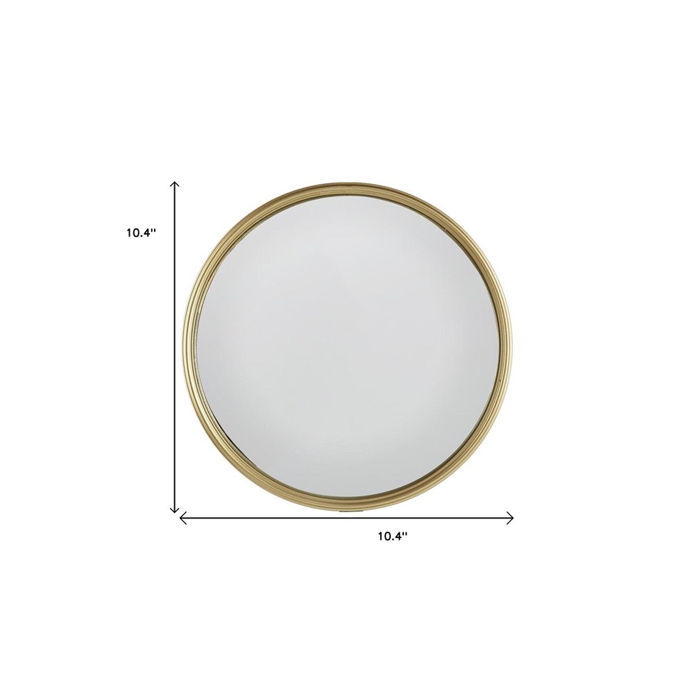 10" Gold Round Iron Textured Framed Accent Mirror