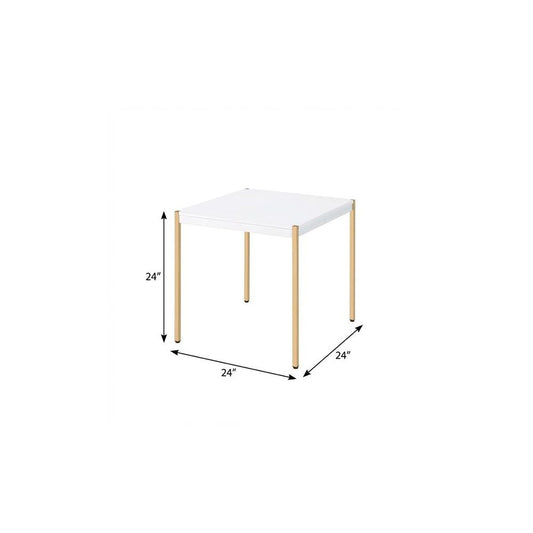 24" Gold And White Manufactured Wood Square End Table
