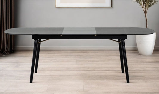 71" Black Rectangular Manufactured Wood Butterfly Leaf Dining Table