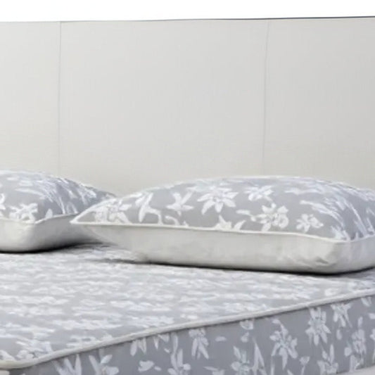 White Wood And Faux Leather King Bed Frame With USB