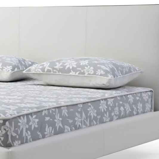 White Wood And Faux Leather King Bed Frame With USB