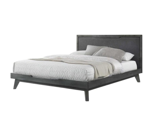 Gray Wood And Linen Queen Bed Frame