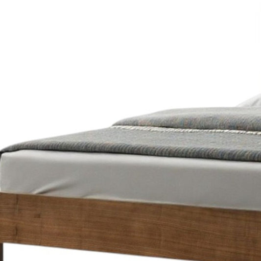 Brown and Gray Wood Tufted Upholstered Queen Bed Frame