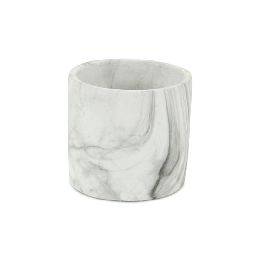 6" White and Gray Marbleized Ceramic Indoor Outdoor Round Pot Planter