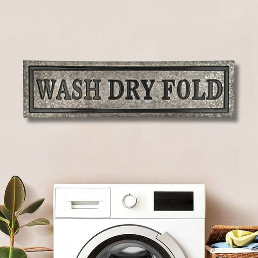 10" X 36" Gray Wash Dry Fold Metal Wall Decor