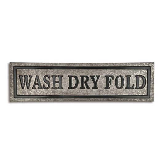 10" X 36" Gray Wash Dry Fold Metal Wall Decor