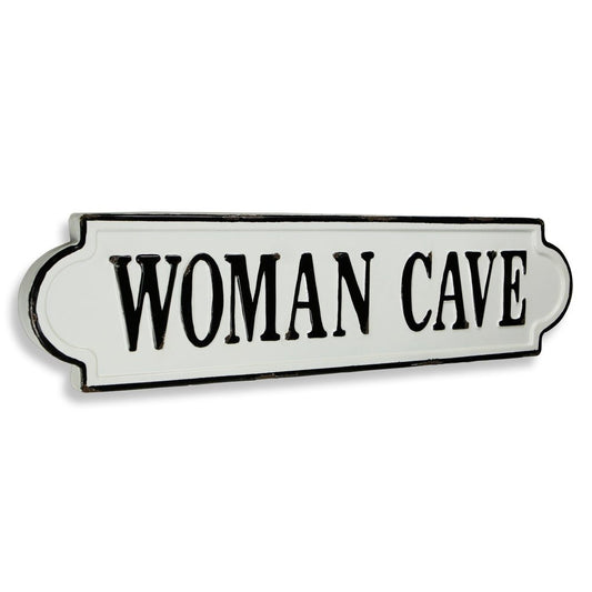 8" X 32" White and Black Woman Cave Metal Wall Decor