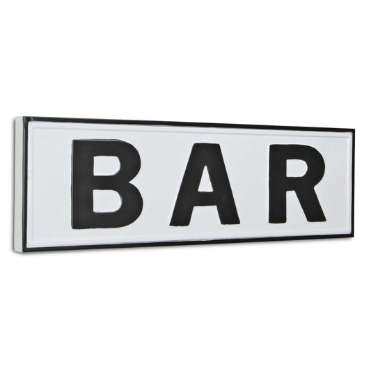 8" X 25" White and Black Handcrafted Bar Metal Wall Decor