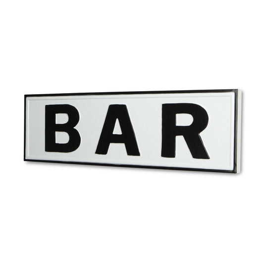 8" X 25" White and Black Handcrafted Bar Metal Wall Decor