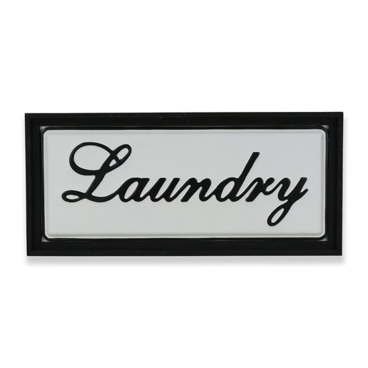11" X 24" Black and White Handcrafted Laundry Metal Wall Decor