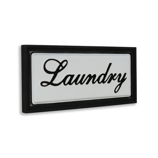 11" X 24" Black and White Handcrafted Laundry Metal Wall Decor
