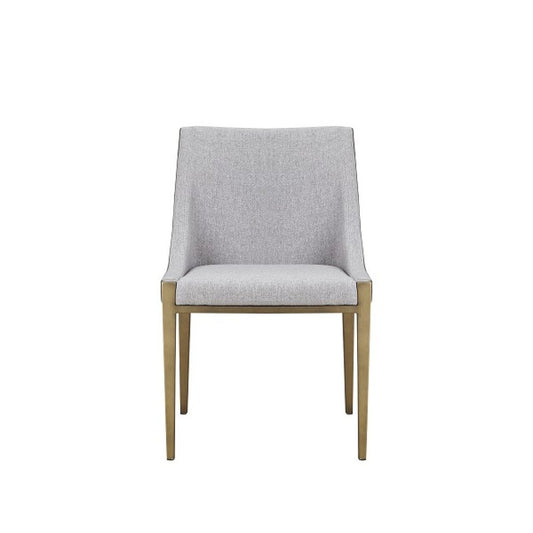 Gray And Brass Upholstered Fabric Dining Side Chair