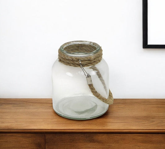 6" Clear and Brown Glass Tabletop Lantern Candle Holder