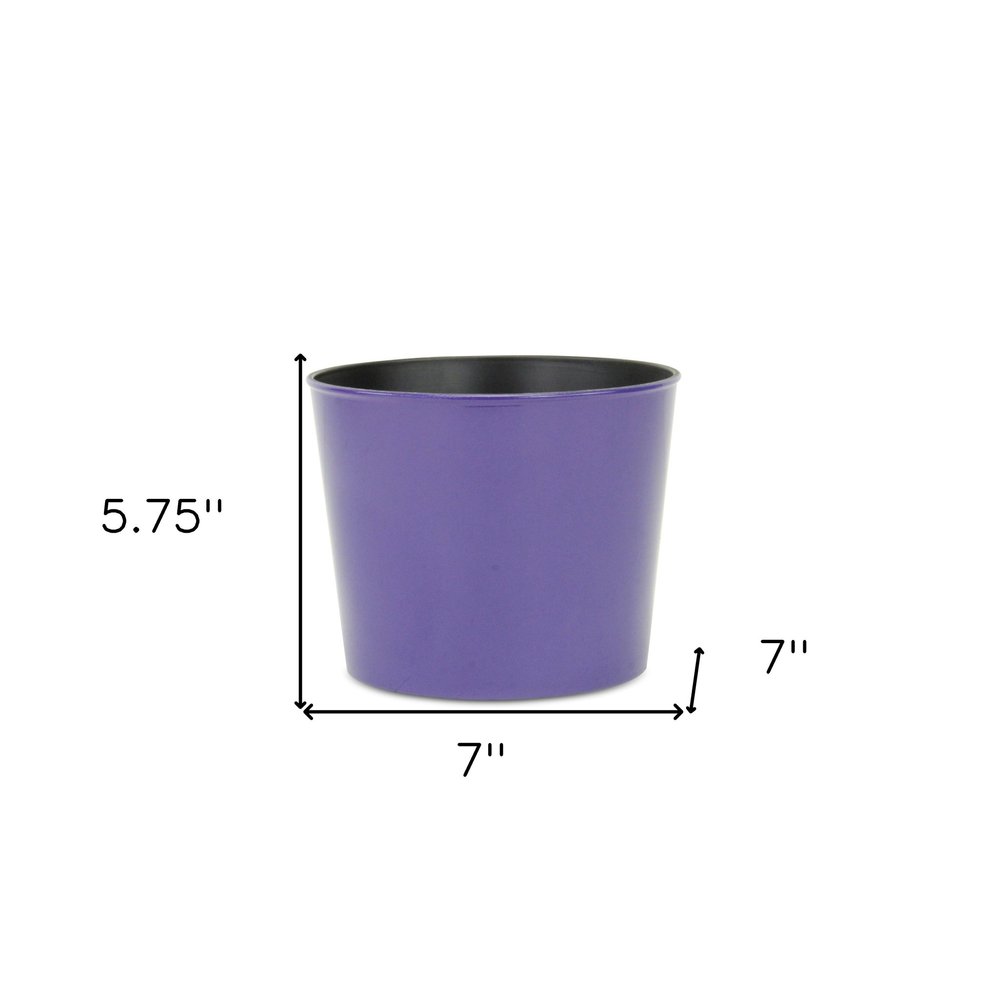 7" Navy Blue Recycled Plastic Indoor Outdoor Round Pot Planter